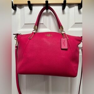 Coach A1580-F34493 Small Kelsey Satchel Hot Pink Pebbled Leather & Crossbody EUC